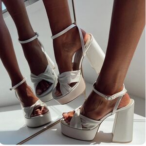 Satin Platform Heels Champagne